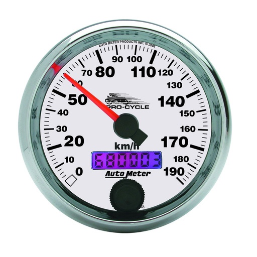 [ATM-19341-M] AutoMeter 2-5/8" SPEEDOMETER, 0-190 KM/H, WHITE, PRO-CYCLE