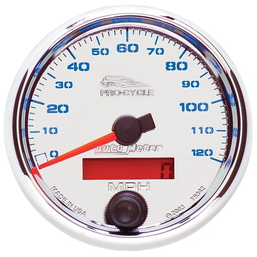 [ATM-19342] AutoMeter 2-5/8" SPEEDOMETER, 0-120 MPH, ELECTRIC, CHROME, PRO-CYCLE