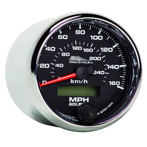 [ATM-19344] AutoMeter 2-5/8" SPEEDOMETER, 0-160 MPH, ELECTRIC, 0-260 KM/H, BLACK, PRO-CYCLE