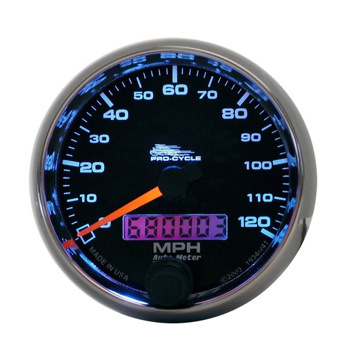 [ATM-19340] AutoMeter 2-5/8" SPEEDOMETER, 0-120 MPH, ELECTRIC, BLACK, PRO-CYCLE