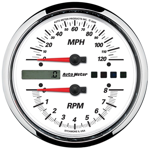 [ATM-19467] AutoMeter 5" DIRECT FIT TACHOMETER/SPEEDOMETER COMBO, 8K RPM/120 MPH, ELECTRIC, WHITE, PRO-CYCLE