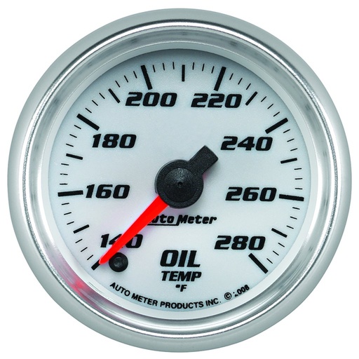 [ATM-19740] AutoMeter 2-1/16" OIL TEMPERATURE, 140-280 °F, STEPPER MOTOR, WHITE/BRIGHT ANODIZED, PRO-CYCLE