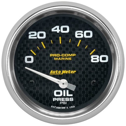 [ATM-200747-40] AutoMeter 2-5/8" OIL PRESSURE, 0-80 PSI, AIR-CORE, MARINE CARBON FIBER