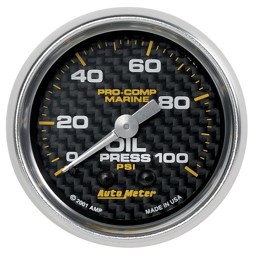 [ATM-200790-40] AutoMeter 2-1/16" OIL PRESSURE, 0-100 PSI, MECHANICAL, MARINE CARBON FIBER