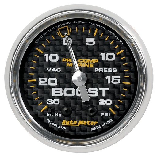 [ATM-200774-40] AutoMeter 2-1/16" VACUUM/BOOST, 30 IN HG/20 PSI, MECHANICAL, MARINE CARBON FIBER