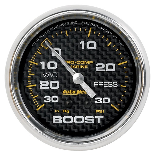 [ATM-200775-40] AutoMeter 2-5/8" VACUUM/BOOST, 30 IN HG/20 PSI, MECHANICAL, MARINE CARBON FIBER