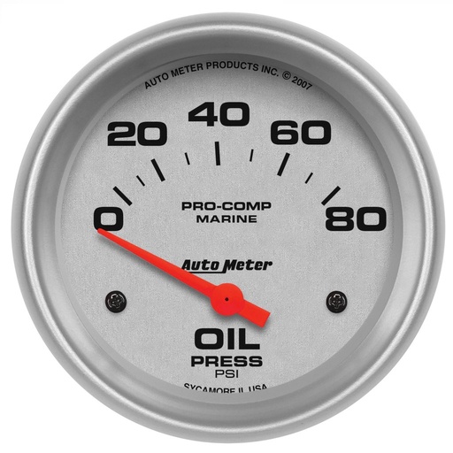 [ATM-200747-33] AutoMeter 2-5/8" OIL PRESSURE, 0-80 PSI, AIR-CORE, MARINE SILVER