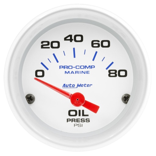 [ATM-200744] AutoMeter 2-1/16" OIL PRESSURE, 0-80 PSI, AIR-CORE, MARINE WHITE