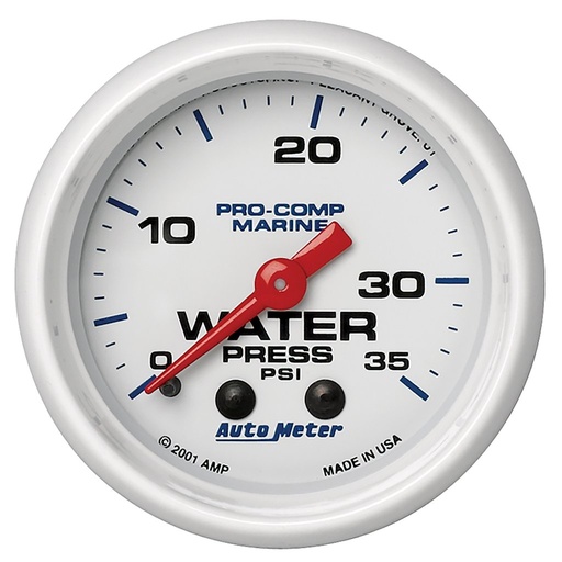 [ATM-200772] AutoMeter 2-1/16" WATER PRESSURE, 0-35 PSI, MECHANICAL, MARINE WHITE