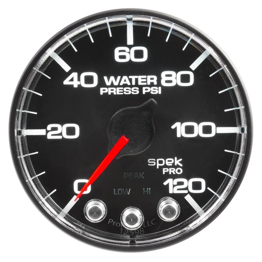 [ATM-P345318] AutoMeter 2-1/16" WATER PRESSURE, 0-120 PSI, STEPPER MOTOR, SPEK-PRO, BLACK DIAL, CHROME BEZEL, FLAT ANTIGLARE LENS