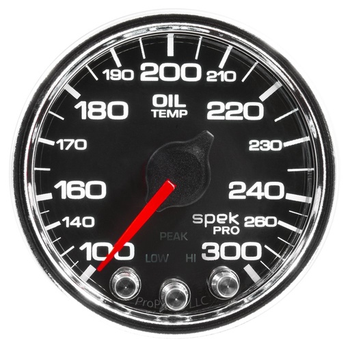 [ATM-P32231] AutoMeter 2-1/16" OIL TEMPERATURE, 100-300 °F, STEPPER MOTOR, SPEK-PRO, BLACK DIAL, CHROME BEZEL, CLEAR LENS