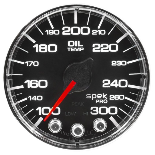 [ATM-P322318] AutoMeter 2-1/16" OIL TEMPERATURE, 100-300 °F, STEPPER MOTOR, SPEK-PRO, BLACK DIAL, CHROME BEZEL, FLAT ANTIGLARE LENS