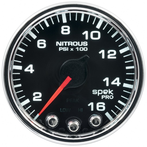 [ATM-P32031] AutoMeter 2-1/16" NITROUS PRESSURE, 0-1600 PSI, STEPPER MOTOR, SPEK-PRO, BLACK DIAL, CHROME BEZEL, CLEAR LENS