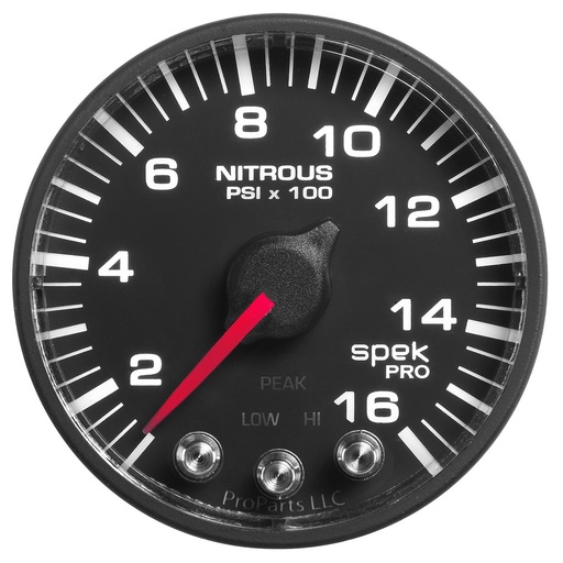 [ATM-P320328] AutoMeter 2-1/16" NITROUS PRESSURE, 0-1600 PSI, STEPPER MOTOR, SPEK-PRO, BLACK DIAL, BLACK BEZEL, FLAT ANTIGLARE LENS