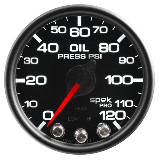 [ATM-P32532] AutoMeter 2-1/16" OIL PRESSURE, 0-120 PSI, STEPPER MOTOR, SPEK-PRO, BLACK DIAL, BLACK BEZEL, CLEAR LENS
