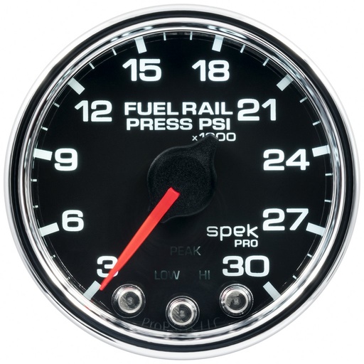 [ATM-P32131] AutoMeter 2-1/16" FUEL RAIL PRESSURE, 3-30K PSI, STEPPER MOTOR, SPEK-PRO, BLACK DIAL, CHROME BEZEL, CLEAR LENS