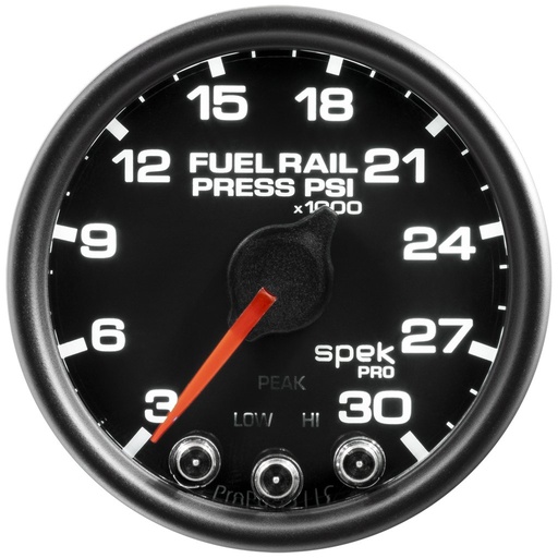 [ATM-P32132] AutoMeter 2-1/16" FUEL RAIL PRESSURE, 3-30K PSI, STEPPER MOTOR, SPEK-PRO, BLACK DIAL, BLACK BEZEL, CLEAR LENS