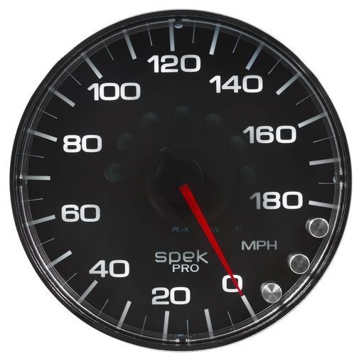 [ATM-P230318] AutoMeter 5" SPEEDOMETER, 0-180 MPH, ELECTRIC, SPEK-PRO, BLACK DIAL, CHROME BEZEL, FLAT ANTIGLARE LENS