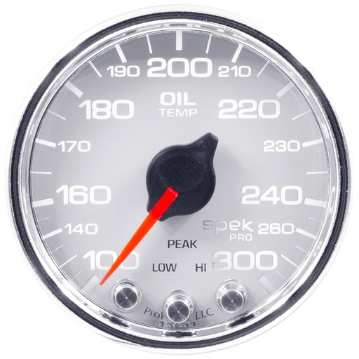[ATM-P32211] AutoMeter 2-1/16" OIL TEMPERATURE, 100-300 °F, STEPPER MOTOR, SPEK-PRO, WHITE DIAL, CHROME BEZEL, CLEAR LENS