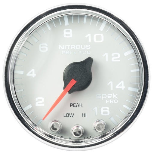 [ATM-P32011] AutoMeter 2-1/16" NITROUS PRESSURE, 0-1600 PSI, STEPPER MOTOR, SPEK-PRO, WHITE DIAL, CHROME BEZEL, CLEAR LENS