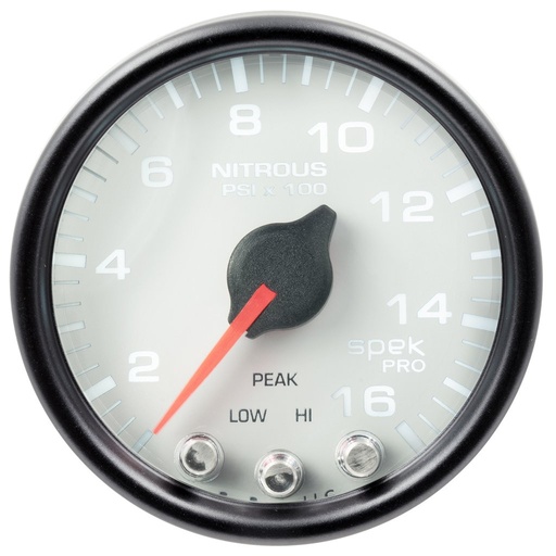 [ATM-P32012] AutoMeter 2-1/16" NITROUS PRESSURE, 0-1600 PSI, STEPPER MOTOR, SPEK-PRO, WHITE DIAL, BLACK BEZEL, CLEAR LENS