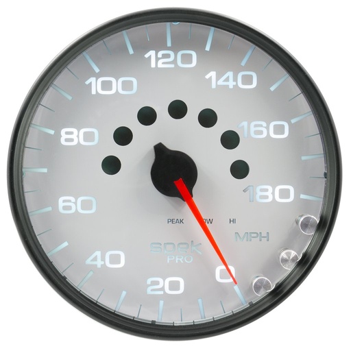 [ATM-P23012] AutoMeter 5" SPEEDOMETER, 0-180 MPH, ELECTRIC, SPEK-PRO, WHITE DIAL, BLACK BEZEL, CLEAR LENS