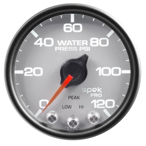 [ATM-P34522] AutoMeter 2-1/16" WATER PRESSURE, 0-120 PSI, STEPPER MOTOR, SPEK-PRO, SILVER DIAL, BLACK BEZEL, CLEAR LENS