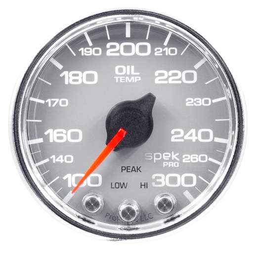 [ATM-P32221] AutoMeter 2-1/16" OIL TEMPERATURE, 100-300 °F, STEPPER MOTOR, SPEK-PRO, SILVER DIAL, CHROME BEZEL, CLEAR LENS