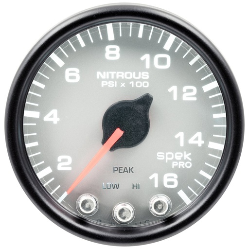 [ATM-P32022] AutoMeter 2-1/16" NITROUS PRESSURE, 0-1600 PSI, STEPPER MOTOR, SPEK-PRO, SILVER DIAL, BLACK BEZEL, CLEAR LENS