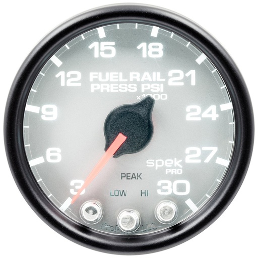 [ATM-P32122] AutoMeter 2-1/16" FUEL RAIL PRESSURE, 3-30K PSI, STEPPER MOTOR, SPEK-PRO, SILVER DIAL, BLACK BEZEL, CLEAR LENS