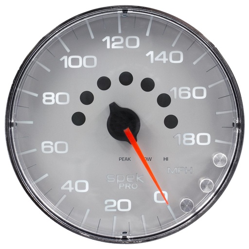 [ATM-P230218] AutoMeter 5" SPEEDOMETER, 0-180 MPH, ELECTRIC, SPEK-PRO, SILVER DIAL, CHROME BEZEL, FLAT ANTIGLARE LENS