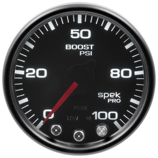 [ATM-P30552] AutoMeter 2-1/16" BOOST, 0-100 PSI, STEPPER MOTOR, SPEK-PRO, BLACK DIAL, BLACK BEZEL, SMOKED LENS