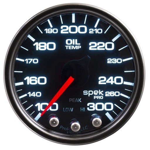 [ATM-P32252] AutoMeter 2-1/16" OIL TEMPERATURE, 100-300 °F, STEPPER MOTOR, SPEK-PRO, BLACK DIAL, BLACK BEZEL, SMOKED LENS