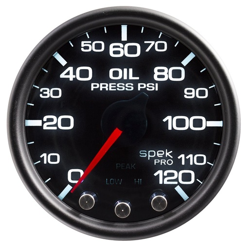 [ATM-P32552] AutoMeter 2-1/16" OIL PRESSURE, 0-120 PSI, STEPPER MOTOR, SPEK-PRO, BLACK DIAL, BLACK BEZEL, SMOKED LENS
