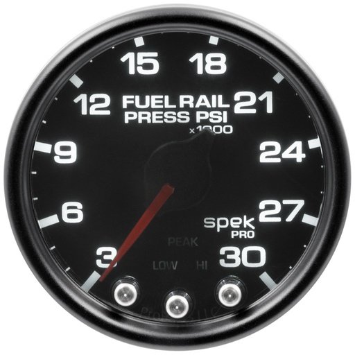 [ATM-P32152] AutoMeter 2-1/16" FUEL RAIL PRESSURE, 3-30K PSI, STEPPER MOTOR, SPEK-PRO, BLACK DIAL, BLACK BEZEL, SMOKED LENS