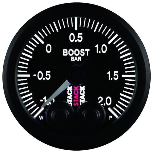 [ATM-ST3511] AutoMeter 52MM, BOOST PRESS, PRO-CONTROL, BLK, -1 TO +2 BAR, INCL. T-FITTING