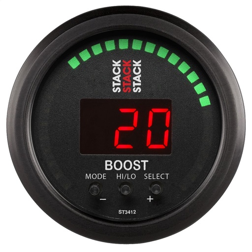 [ATM-ST3412] AutoMeter 2-1/16" BOOST CONTROLLER, -1 TO +2 BAR (-30INHG TO +30 PSI), STACK BLK