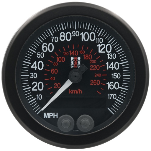 [ATM-ST3803] AutoMeter 88MM SPEEDOMETER, GPS, 0-180 MPH / 260 KM/H, STACK BLK