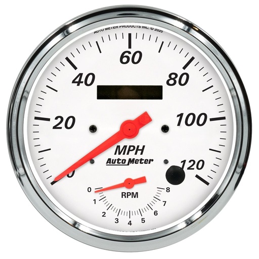 [ATM-1370] AutoMeter 5" tachometer/SPEEDOMETER COMBO, 8K RPM/120 MPH, ARCTIC WHITE