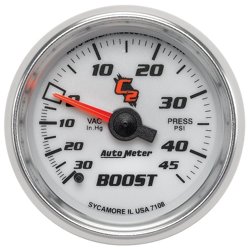 [ATM-7108] AutoMeter 2-1/16" BOOST/VACUUM, 30 IN HG/45 PSI, MECHANICAL, C2