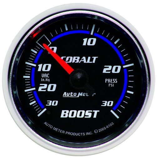 [ATM-6103] AutoMeter 2-1/16" BOOST/VACUUM, 30 IN HG/30 PSI, MECHANICAL, COBALT