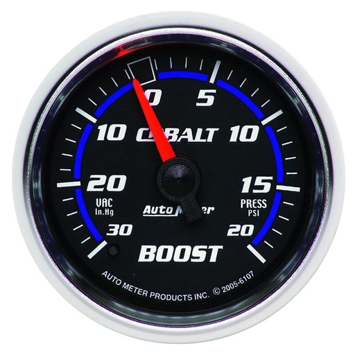 [ATM-6107] AutoMeter 2-1/16" BOOST/VACUUM, 30 IN HG/20 PSI, MECHANICAL, COBALT