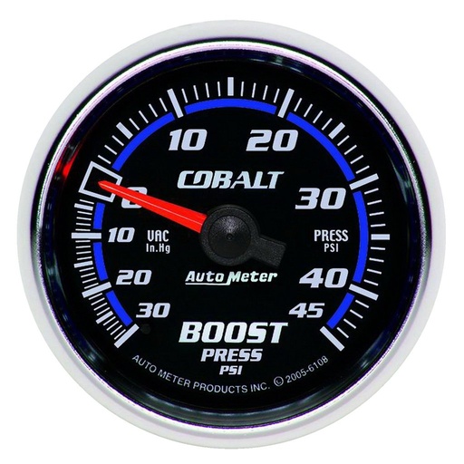 [ATM-6108] AutoMeter 2-1/16" BOOST/VACUUM, 30 IN HG/45 PSI, MECHANICAL, COBALT