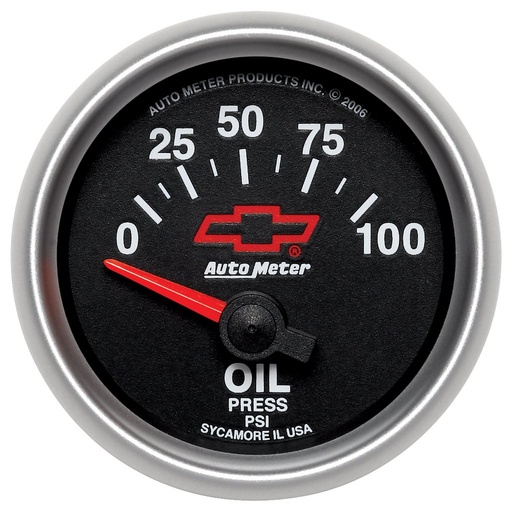 [ATM-3627-00406] AutoMeter 2-1/16" OIL PRESSURE, 0-100 PSI, CHEVY RED BOWTIE