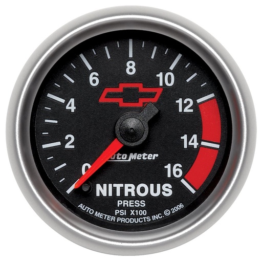 [ATM-3674-00406] AutoMeter 2-1/16" NITROUS PRESSURE, 0-1600 PSI, CHEVY RED BOWTIE