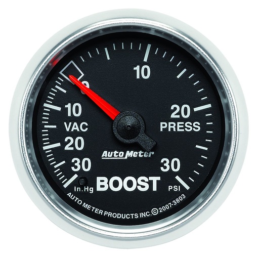 [ATM-3803] AutoMeter 2-1/16" BOOST/VACUUM, 30 IN HG/30 PSI, MECHANICAL, GS