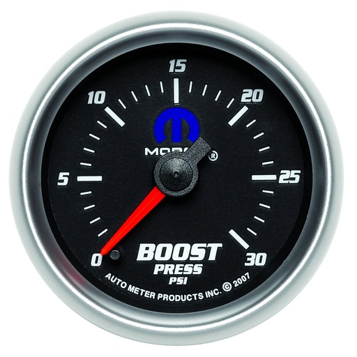 [ATM-880020] AutoMeter 2-1/16" BOOST, 0-30 PSI, STEPPER MOTOR, BLACK, MOPAR