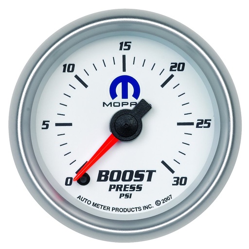 [ATM-880034] AutoMeter 2-1/16" BOOST, 0-30 PSI, STEPPER MOTOR, WHITE, MOPAR