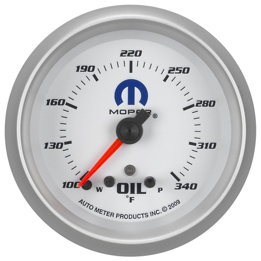 [ATM-880251] AutoMeter 2-5/8" OIL TEMPERATURE, W/ PEAK & WARN, 100-340 °F, STEPPER MOTOR, WHITE, MOPAR