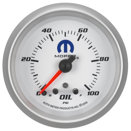 [ATM-880249] AutoMeter 2-5/8" OIL PRESSURE, W/ PEAK & WARN, 0-100 PSI, STEPPER MOTOR, WHITE, MOPAR